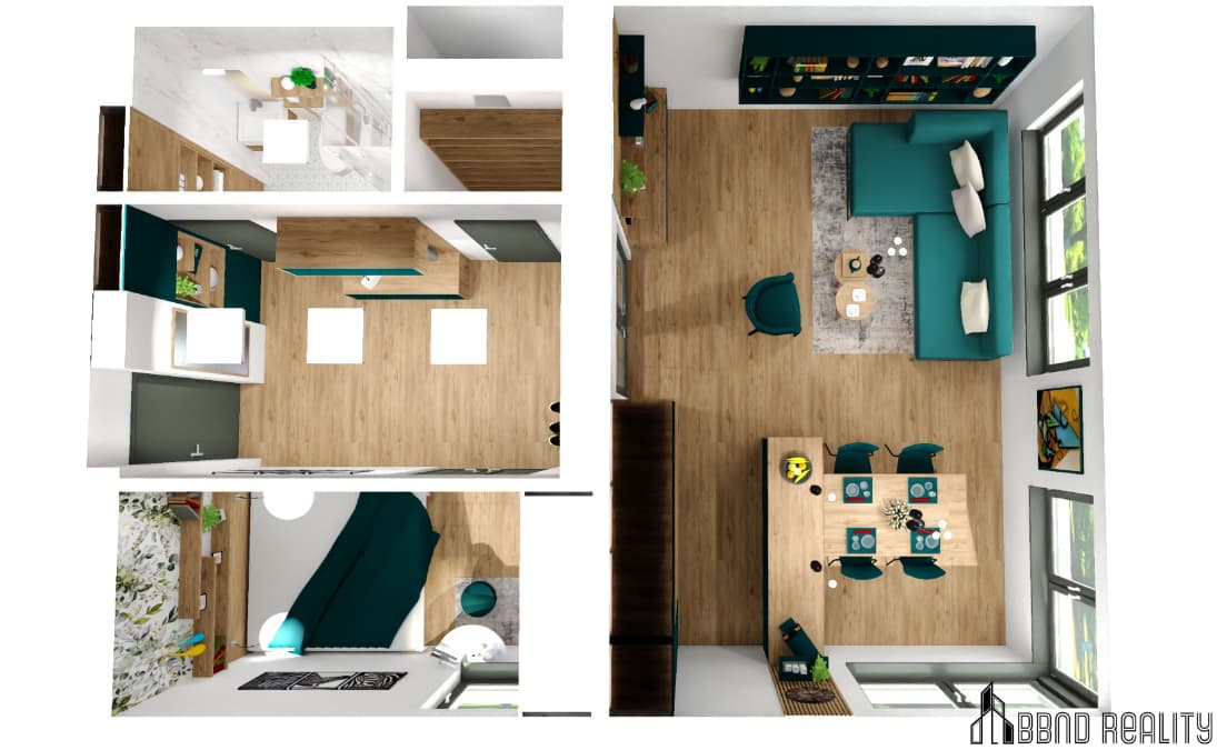 projekt Vyhlídka-1.NP, pohled z vrchu, půdorys